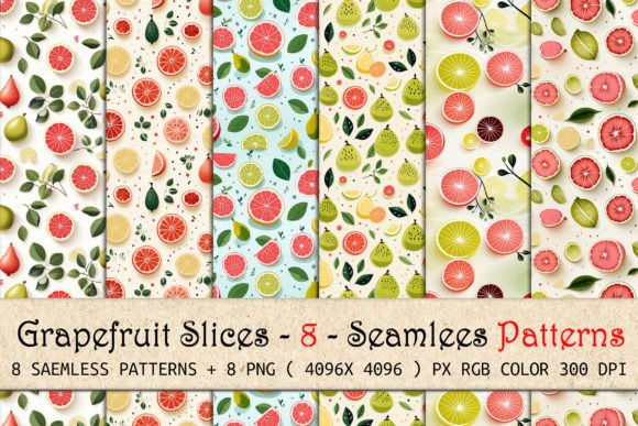 Grapefruit Slices Seamless Patterns for Creatives